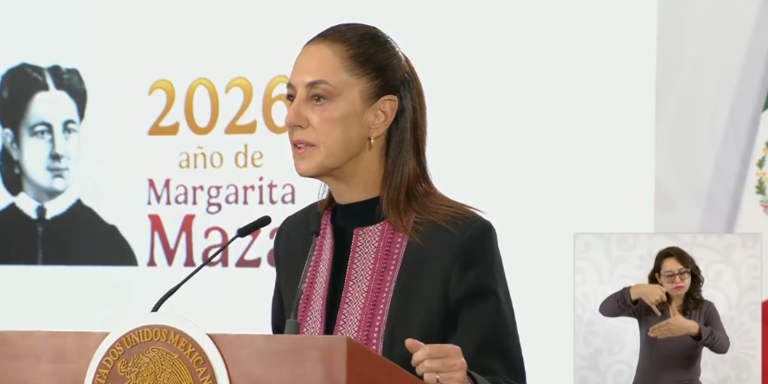 Claudia Sheinbaum, presidenta de México, en la Conferencia del Pueblo.