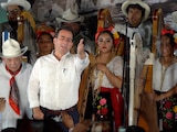 El candidato José Francisco Yunes, en su arranque de campaña, ayer.