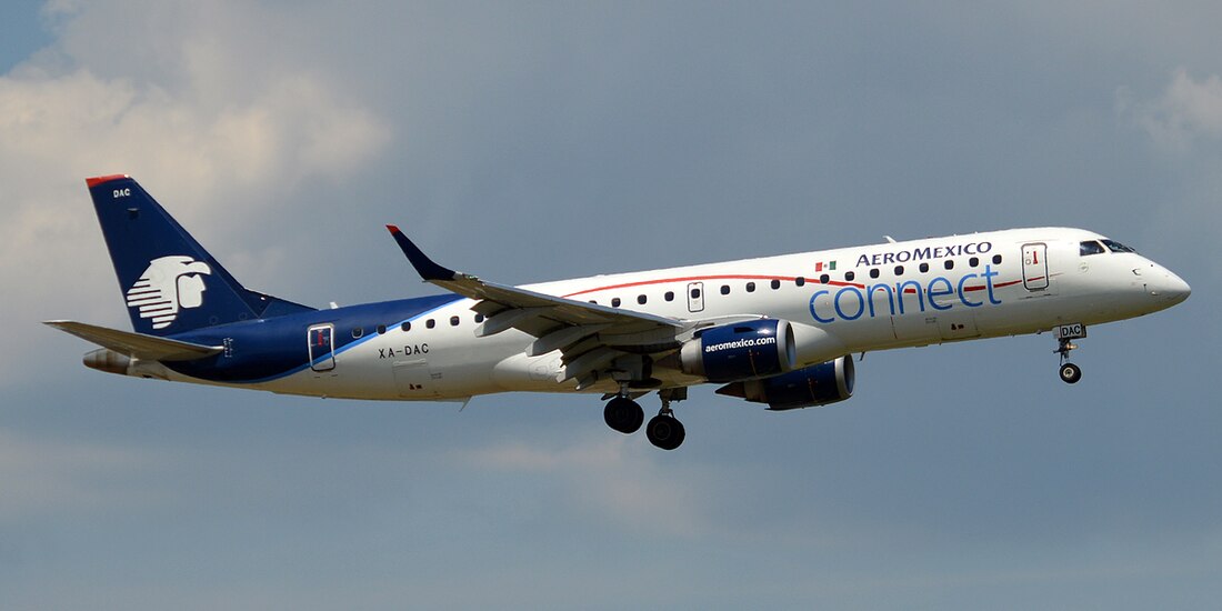 Un avión Embraer-190 de Aeroméxico.
