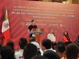 Ana Guevara, directora de la Conade, durante la entrega de premios de AMLO a los medallistas mexicanos en San Salvador 2023, el pasado 19 de julio.