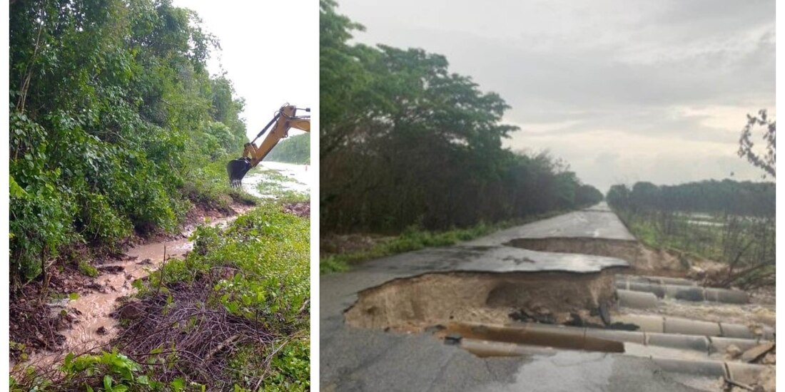 Las fuertes lluvias ocasionadas por la tormenta tropical Cristóbal dañaron también caminos alimentadores en Campeche, Chiapas y Tabasco.