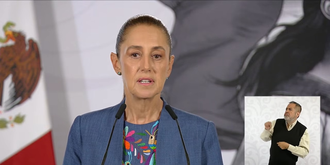 Claudia Sheinbaum este jueves en Palacio Nacional.