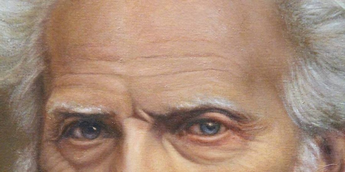 Alan Markov, retrato de Schopenhauer, óleo sobre tela, 2017, detalle.