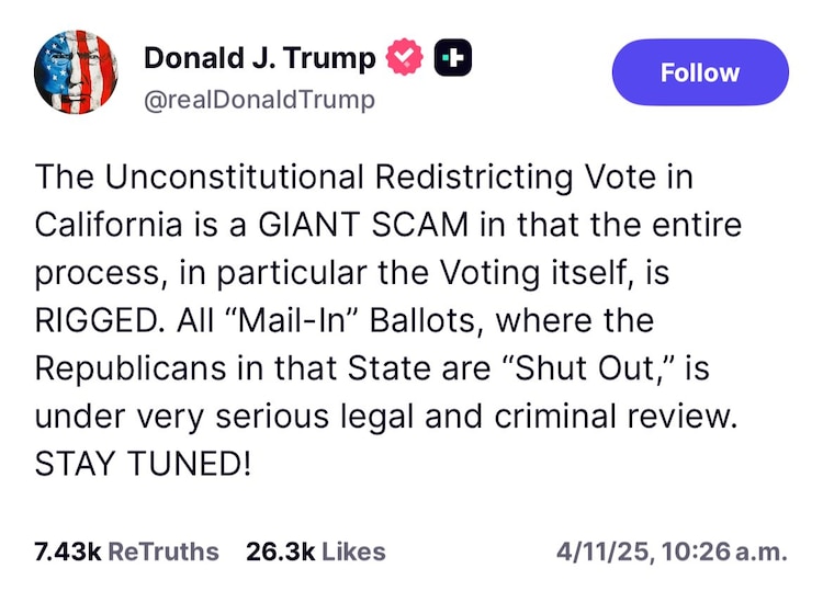 Donald Trump opina sobre la Porposición 50 de California