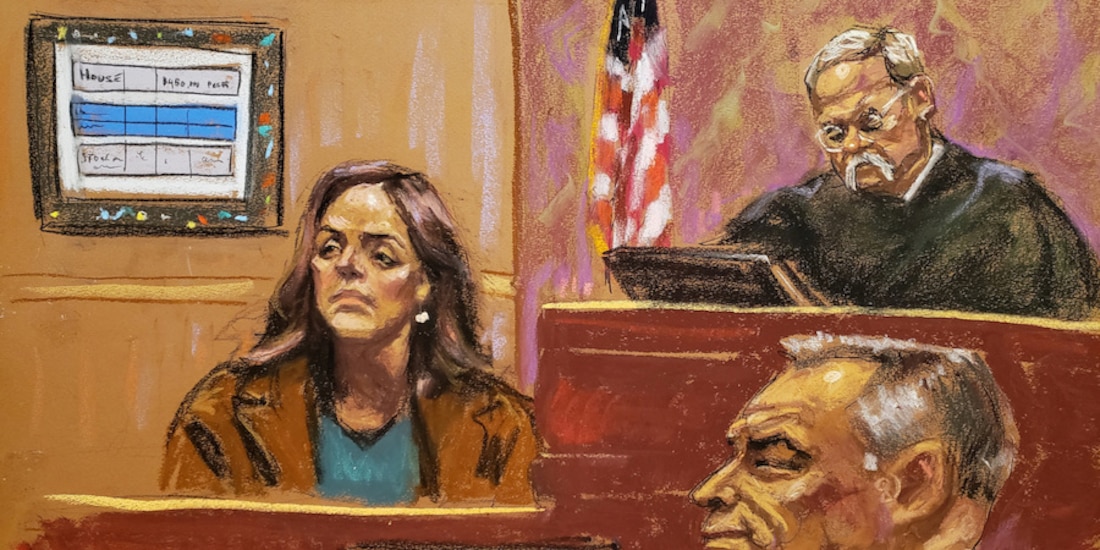 Linda Cristina Pereyra al testificar en el juicio de su esposo Genaro García Luna, ayer.