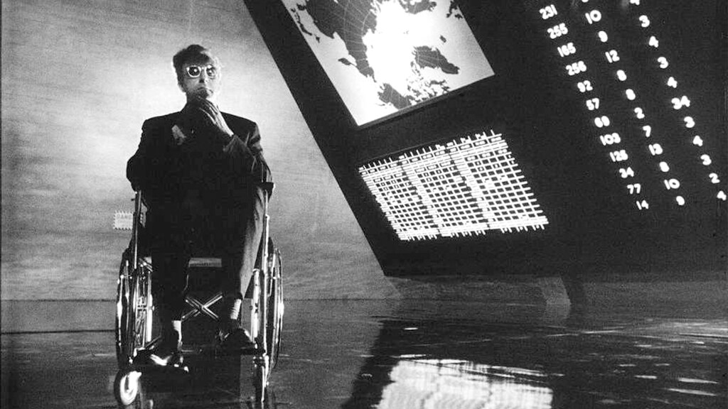 Peter Sellers en Dr. Insólito (1964), dirigida por Stanley Kubrick.