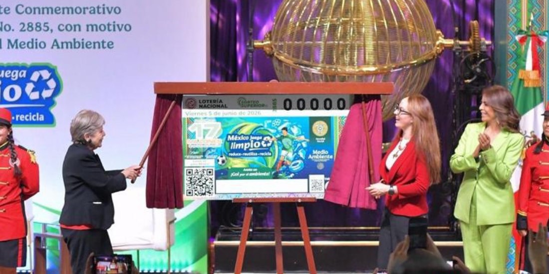 Semarnat y Lotería Nacional presentan billete que difunde el Día Mundial del Medio Ambiente.