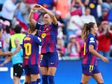 Ewa Pajor celebrando su doblete en la final de la Champions League.