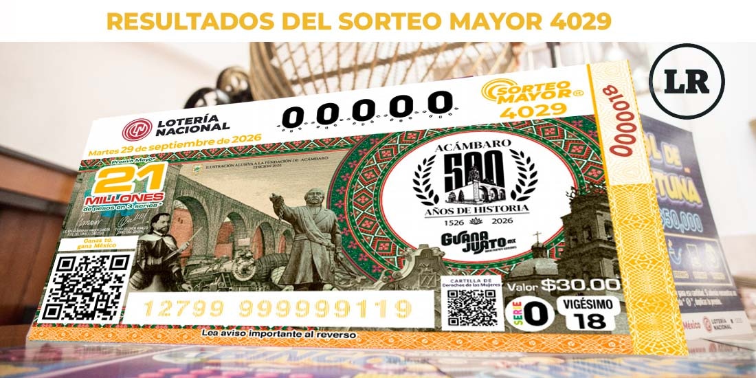 Resultados Sorteo Mayor 4029 del 29 de septiembre de 2026 de Lotería Nacional.