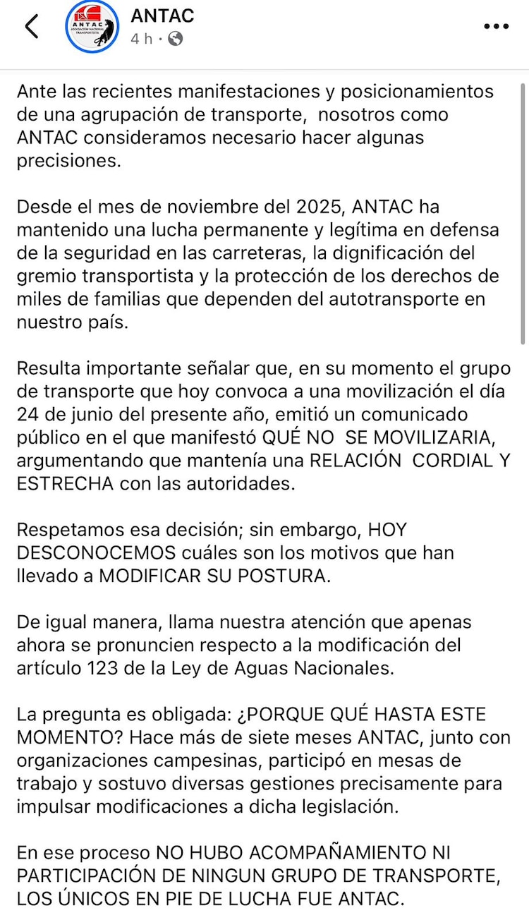 Comunicado de ANTAC
