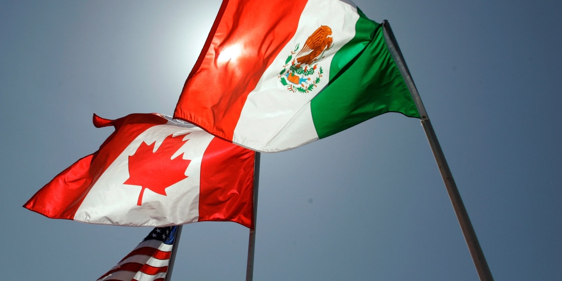 Banderas de México, Canadá y Estados Unidos, en una fotografía ilustrativa.