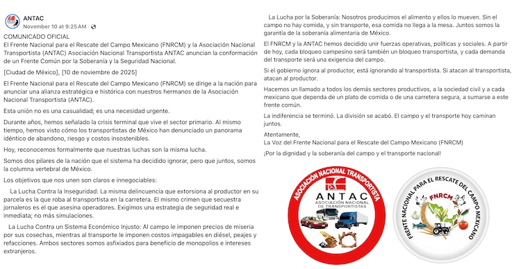 Comunicado ANTAC y FNRCM