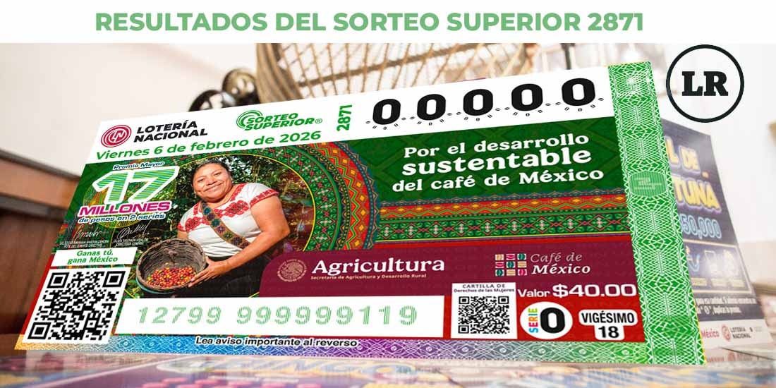 Resultados del Sorteo Superior 2871 del 6 de febrero del 2026.