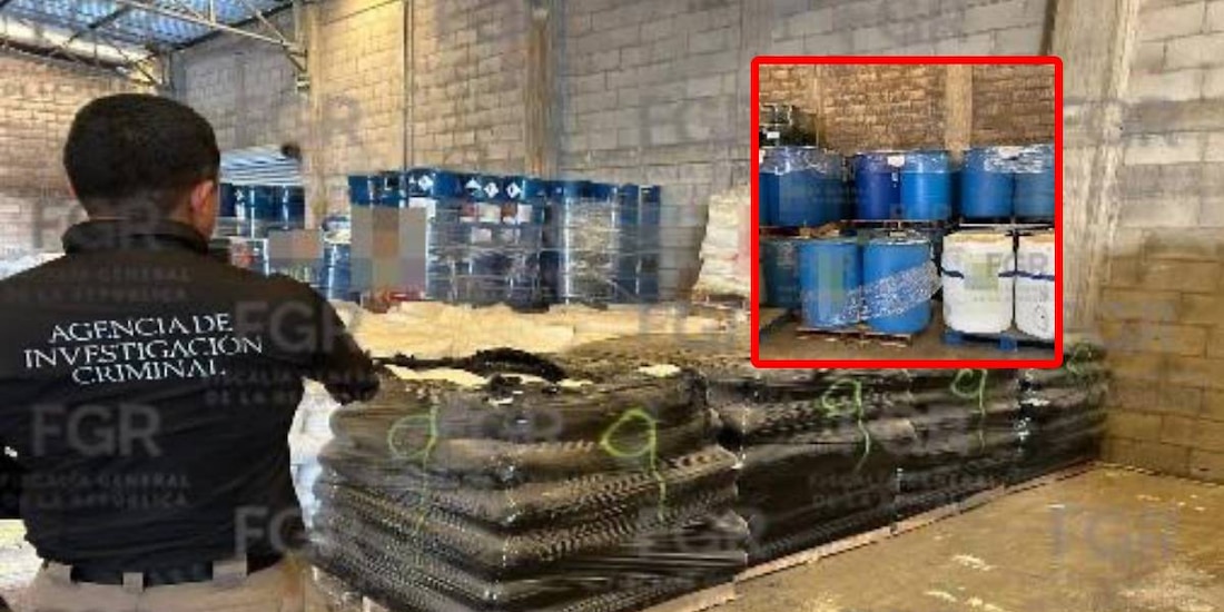 Decomisan 49 toneladas de químicos y armas en bodega de El Diez, en Sinaloa.