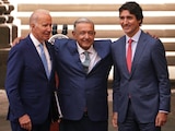Los presidentes de EU, Joe Biden; de México, Andrés Manuel López Obrador, y el primer ministro de Canadá, Justin Trudeau, ayer.