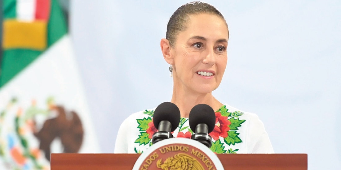 LA TITULAR del Ejecutivo federal, ayer, en conferencia en Tulum, Quintana Roo.