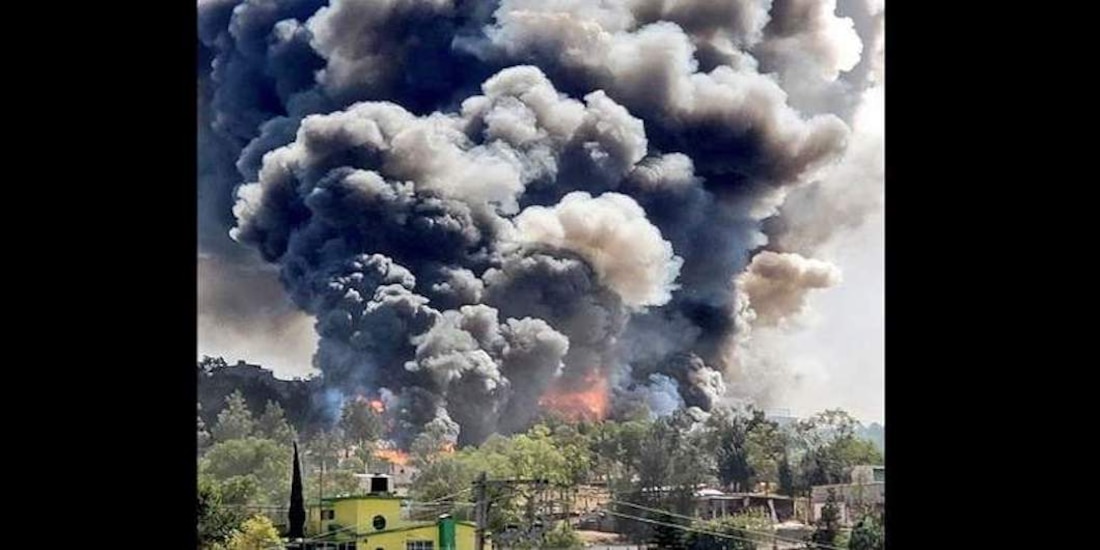 explosión, Chimalhuacán, Estado de México, tianguis, pirotecnia, loma Chocolatín, Chicoloapan, intensa, cortina de humo, servicios de emergencia, bomberos, víctimas, video