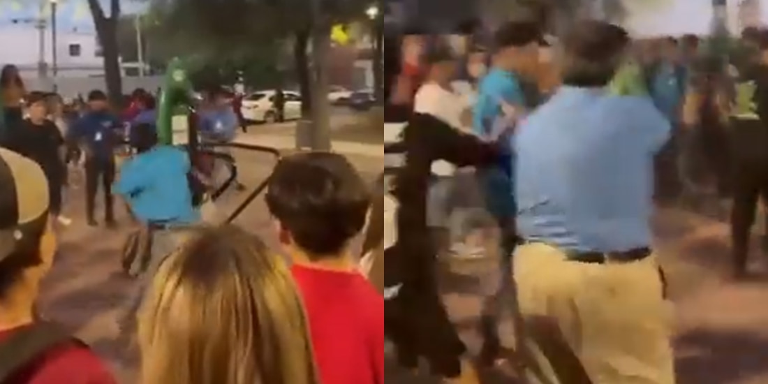 Captan pelea entre estudiantes de una preparatoria de Nuevo León.