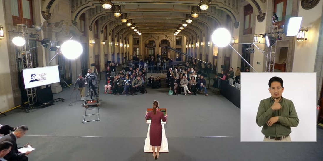 Claudia Sheinbaum este jueves en Palacio Nacional.