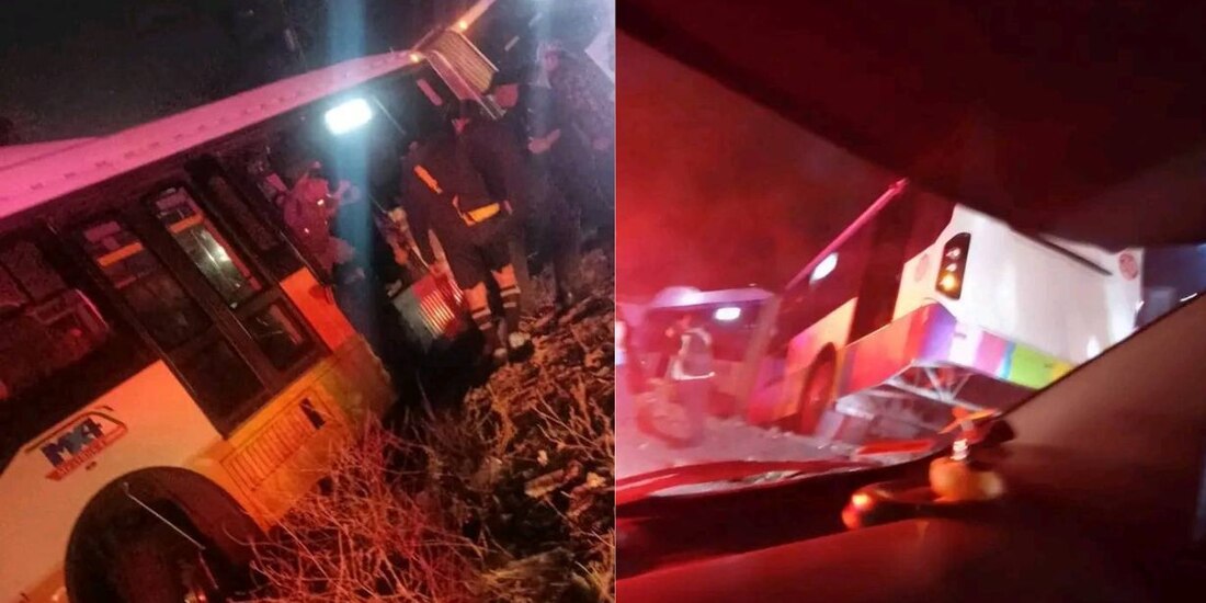 Mexibús cae de desnivel y se impacta contra un muro.