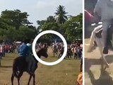 Hombre muere al caer por impacto entre caballos durante festejo en Tabasco (VIDEO)