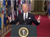 El presidente de Estados Unidos, Joe Biden, durante su primer discurso a la nación.