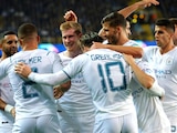 Jugadores del Manchester City celebran un gol ante el Brujas en la Champions League