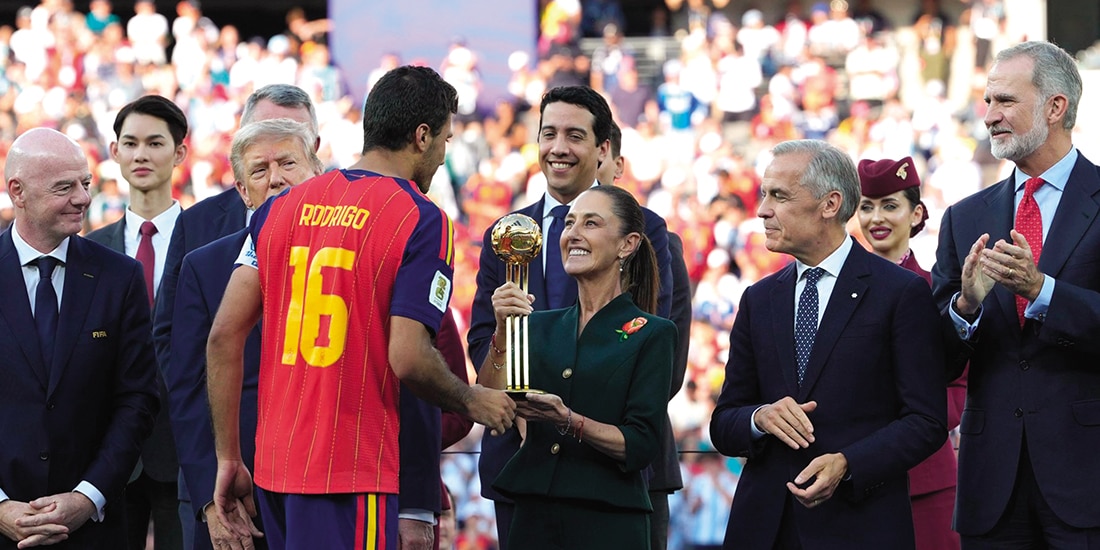 SHEINBAUM, ayer, tras la final del Mundial