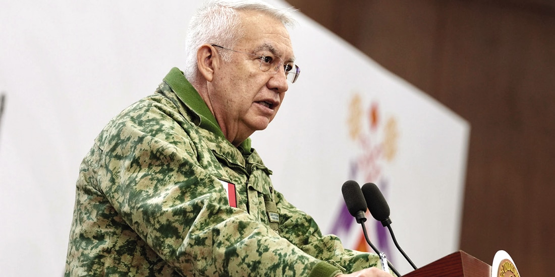 El general Ricardo Trevilla Trejo, titular de la Defensa, ayer, en conferencia de prensa desde Puebla.