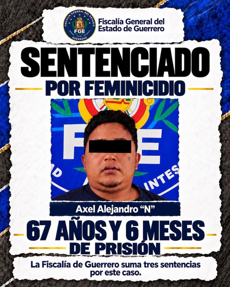 Dos hombres recibieron sentencias de 67 años de prisión por el feminicidio de “Angelito” en Taxco.