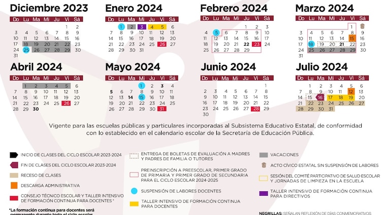 El calendario escolar del Edomex indica que las preinscripciones para prescolar, primaria y secundaria comenzarán el 6 de febrero.