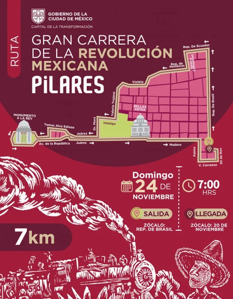 Esta es la ruta de la Carrera de la Revolución Mexicana.
