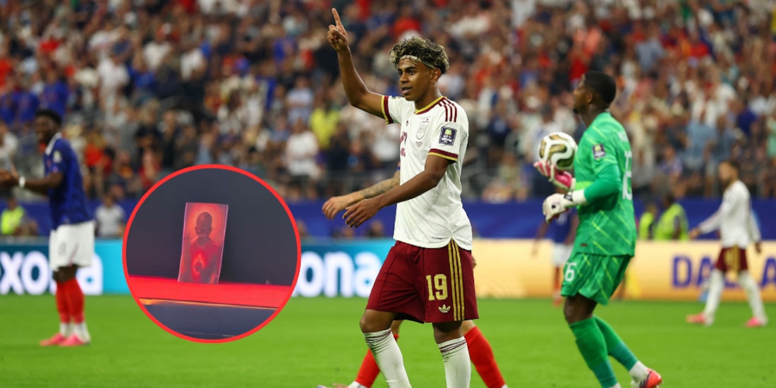 Lamine Yamal en el partido ante Francia.