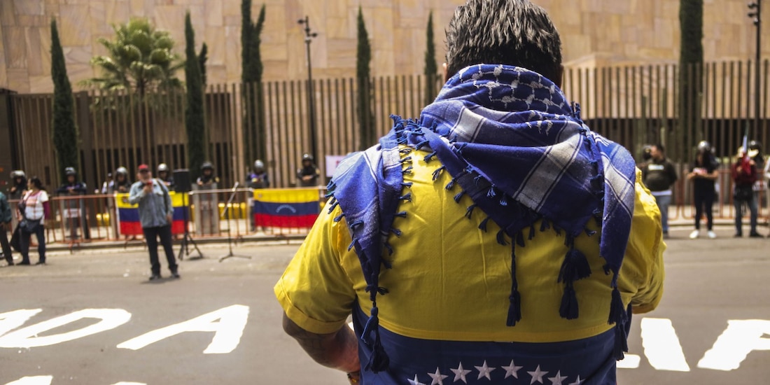 Fotografía de archivo de una protesta en favor de la liberación de Nicolás Maduro, en CDMX.