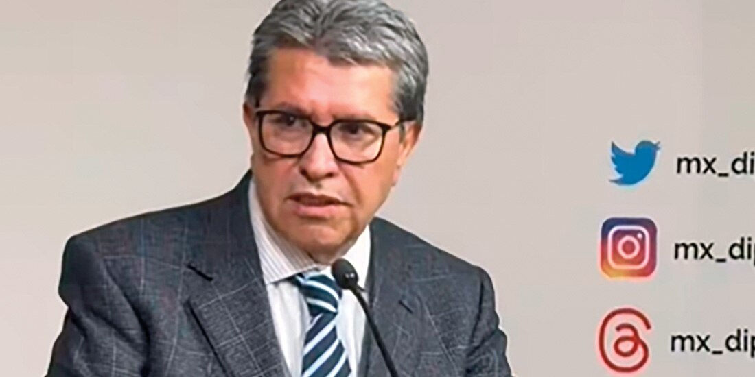 El líder morenista en la Cámara baja, Ricardo Monreal, ayer, en conferencia.