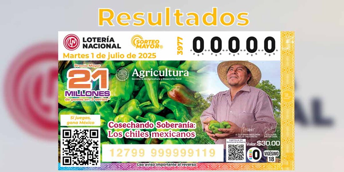 Resultados Sorteo Mayor 3977 del 1 de julio del 2025 de Lotería Nacional.