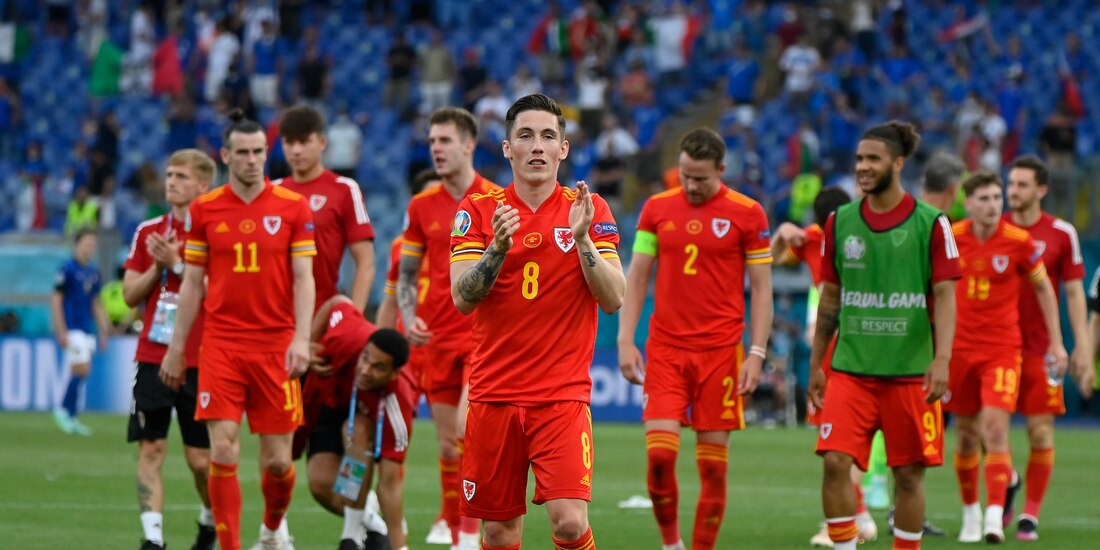 Jugadores de Gales, durante la Eurocopa 2021