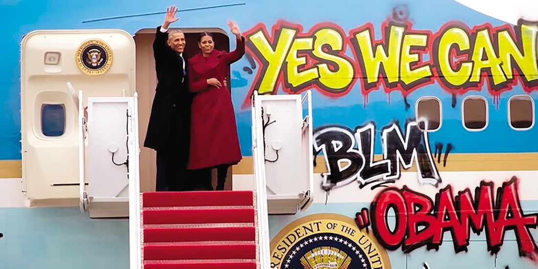 IMAGEN elaborada con IA de los Obama, por Donald Trump, ayer.