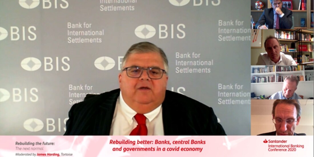 El gerente general del Banco de Pagos Internacionales, Agustín Carstens, durante la Conferencia Internacional de Banca, organizada por Santander.