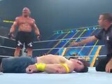 John Cena yace tendido en el ring tras su derrota ante Brock Lesnar en Wrestlepalooza.