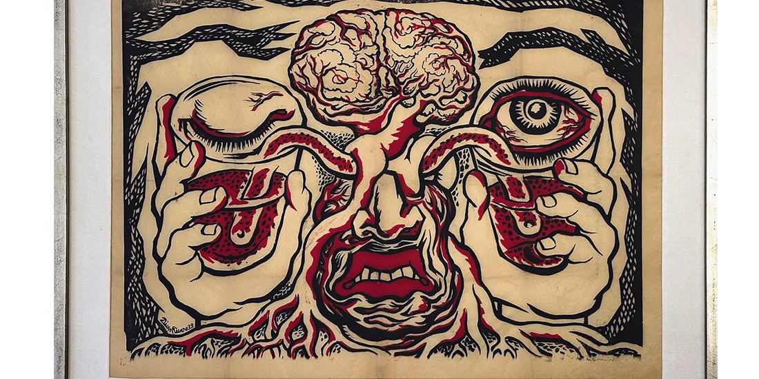 Vasos comunicantes, grabado creado por Diego Rivera en 1938.