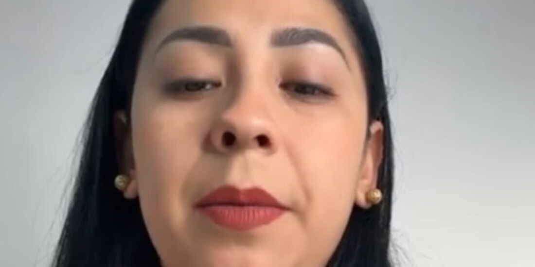 La ahora excandidata del PT a la alcaldía de Antigua, durante el videomensaje que difundió ayer por sus redes sociales.