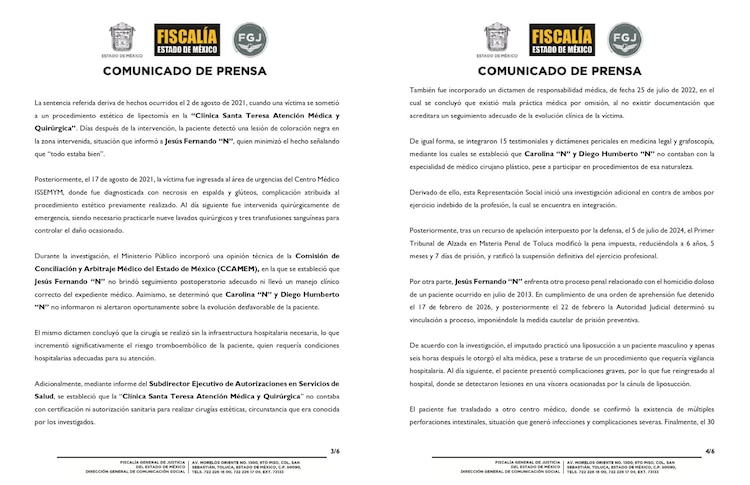 Comunicado de la FGJ del Estado de México