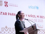 Claudia Sheinbaum, ayer en el simposio sobre protección social para la infancia.