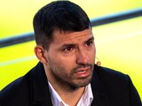 Sergio "Kun" Agüero, durante la conferencia de prensa con el Barcelona en la que dijo adiós al futbol.
