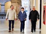 Delfina Gómez Álvarez lidera la Mesa de Paz en el Palacio de Gobierno de Toluca.