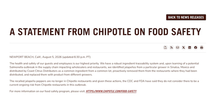 Comunicado de Chipotle