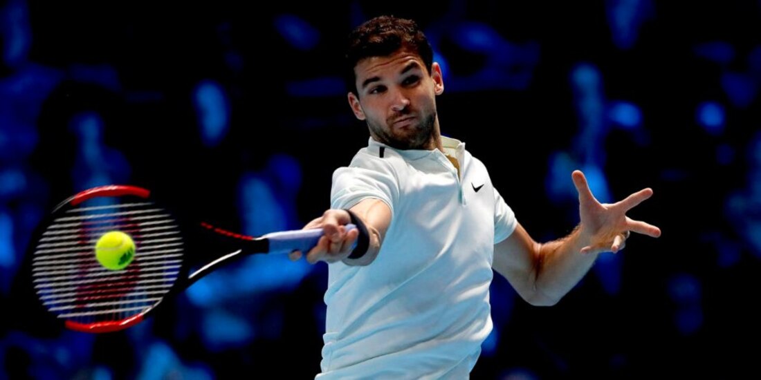 El búlgaro en un partido de la ATP.