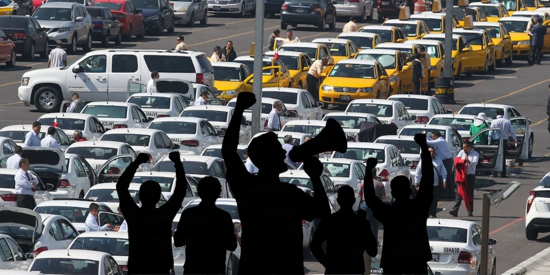 Taxistas anuncian protesta en el Aeropuerto Internacional de la Ciudad de México.