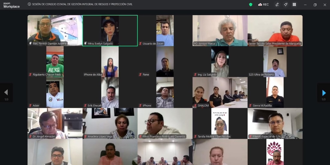 La gobernadora Evelyn Salgado en reunión virtual.
